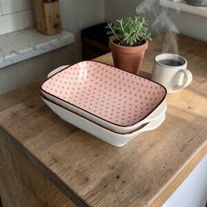 2x Ceramic Casserole Baking Dishes With Handles